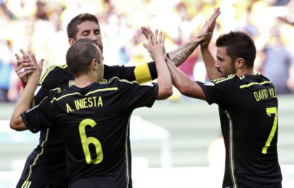 Villa celebró su último gol como internacional en el Mundial