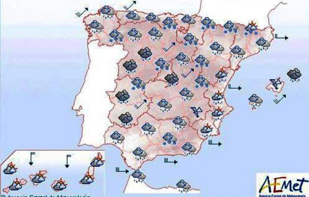 Lluvias en Extremadura y Andalucía y nevadas en zonas altas norte y centro