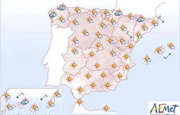 Intervalos nubosos en los pirineos occidentales, noreste de Cataluña y Mallorca