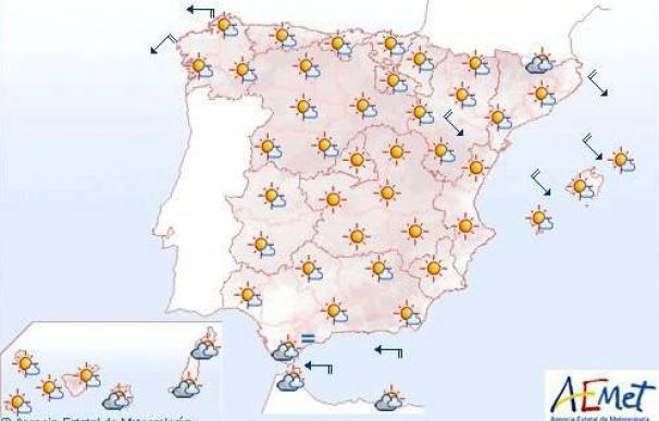 Intervalos de viento fuerte en el Valle del Ebro, Gerona y Menorca