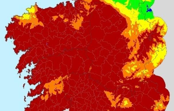 La mayor parte de Galicia, en riesgo de incendio muy alto o extremo
