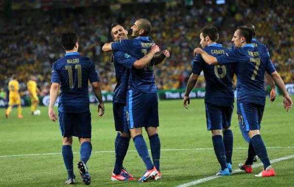 Los jugadores de Francia celebran un gol en la Eurocopa 2012