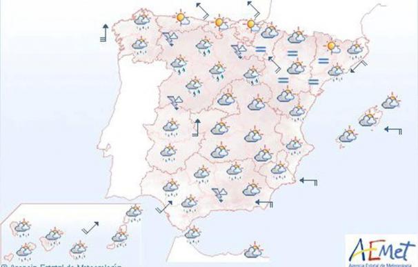 Lluvias débiles en el interior peninsular, Comunidad Valenciana y Cataluña