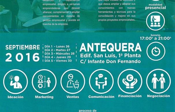 Antequera albergará en septiembre seminarios de creación de empresas organizados por la Diputación