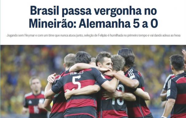 Portada de O'Globo al descanso del Brasil - Alemania
