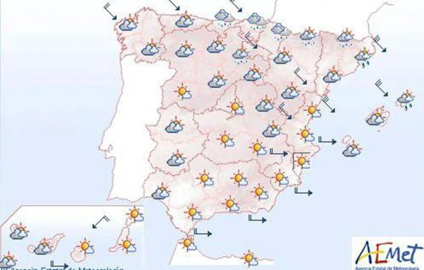 Precipitaciones fuertes en el nordeste de Cataluña y en Baleares