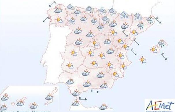 Mañana, lluvias en el área cantábrica, norte de Navarra y Pirineos