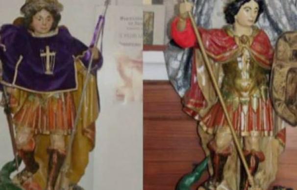 La talla de San Miguel, antes y después