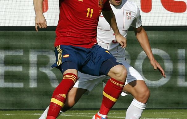 Mucho le costó a España crear peligro pese a jugar con dos delanteros
