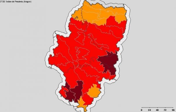 Prealerta roja plus por riesgo de incendios forestales en las zonas de Bajo Ebro, Rodeno y Turia