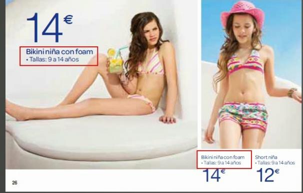 Facua denuncia a Carrefour por publicitar un bikini con relleno para niñas