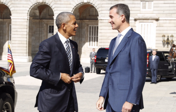 Obama, con Felipe VI, este domingo.