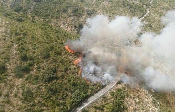 Ocho medios aéreos y diez terrestres trabajan en un incendio forestal en Parcent (Alicante)