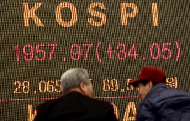 El Kospi surcoreano sube el 0,77 por ciento y se sitúa en 2.072,13 unidades