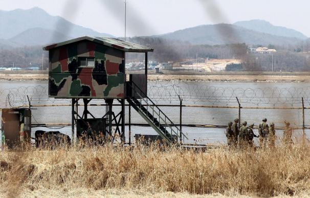 Un puesto fronterizo entre Corea del Norte y del Sur.