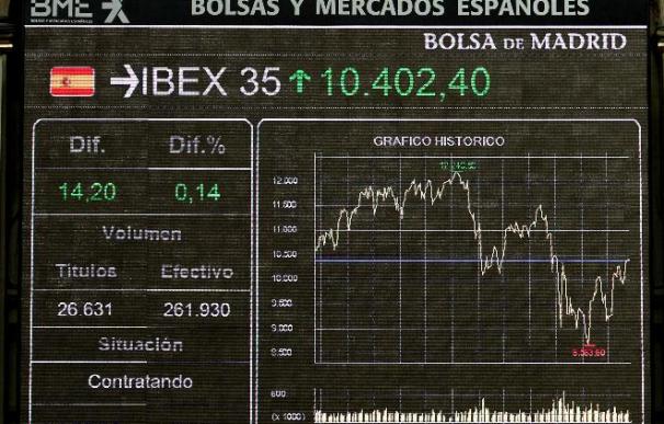 La Bolsa española reduce los descensos y el IBEX cae el 0,50 por ciento a mediodía