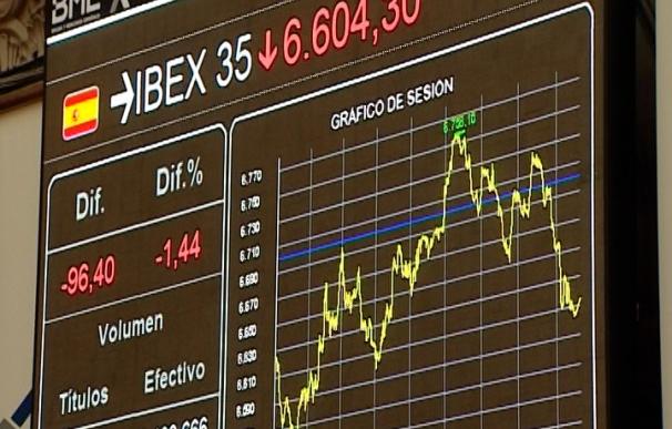 El Ibex cae un 1,11% y cede la cota de los 6.600 puntos por primera vez en nueve años