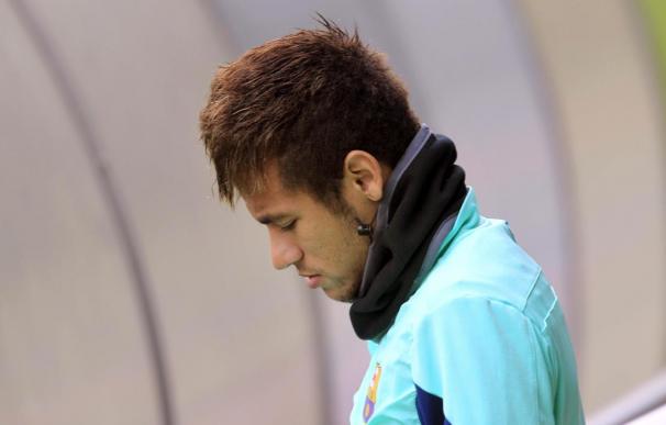 Neymar en un entranemiento con el Barcelona