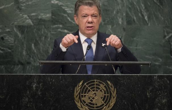 El presidente de Colombia Juan Manuel Santos interviene el 21 de septiembre de 2016 en la ONU
