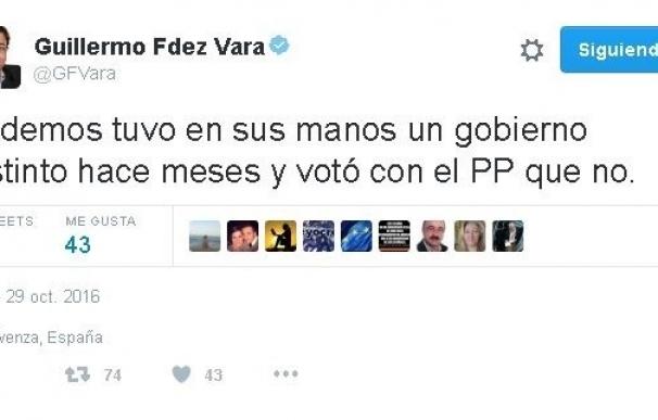 Vara replica a Podemos que tuvo "en sus manos" un Gobierno "distinto" y que decidió votar "con el PP" contra Sánchez