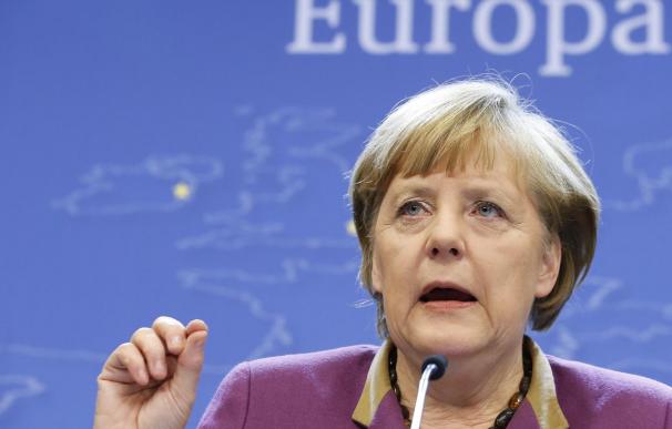 La canciller alemana, Angela Merkel, durante una rueda de prensa celebrada tras la reunión del consejo Europeo en la sede de esta institución en Bruselas.