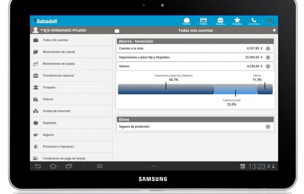 Banco Sabadell amplía su banca móvil con una aplicación para tabletas Android y Kindle Fire