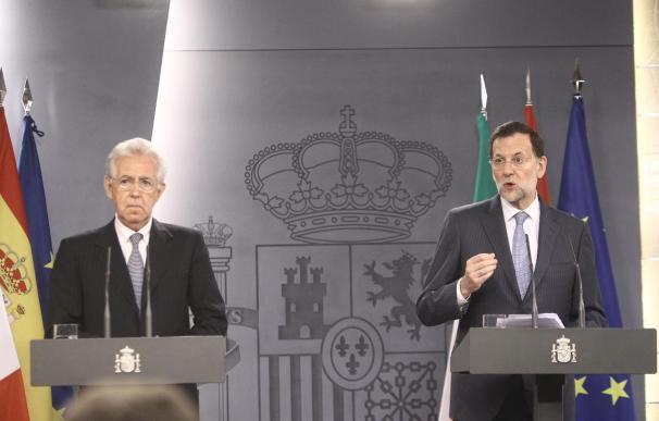 Rajoy pedirá hoy el apoyo de Hollande y Monti para que la UE cumpla los acuerdos del Consejo Europeo de junio