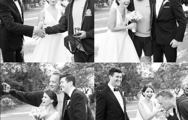 Tom Hanks se cuela en las fotos de una boda en medio de Central Park