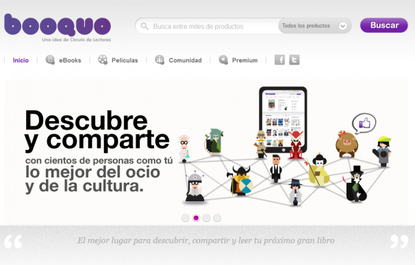 Página web de Booquo, la nueva plataforma digital de Círculo de Lectores