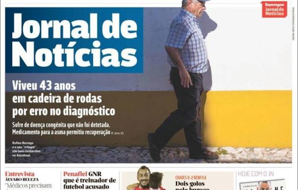 Rufino Borrego en la portada del Jornal de Notícias portugués