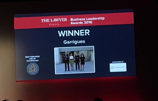 Garrigues gana el premio al 'Mejor uso de la tecnología a nivel global' de The Lawyer