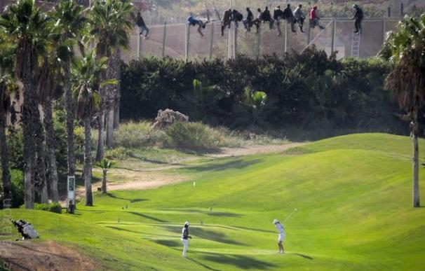 Fotografía de José Palazón (Prodein), tomada durante el salto de esta mañana a la valla de Melilla