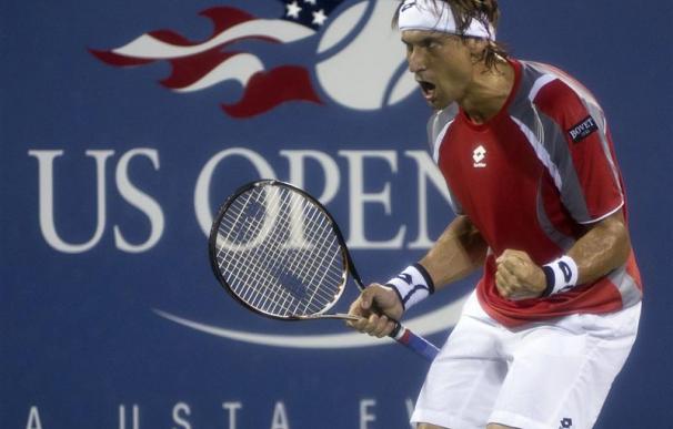 Ferrer, celebrando un punto en el US Open 2012