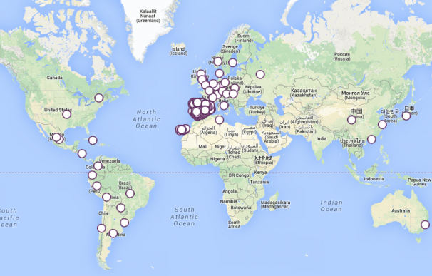 Mapa de círculos de Podemos en el mundo