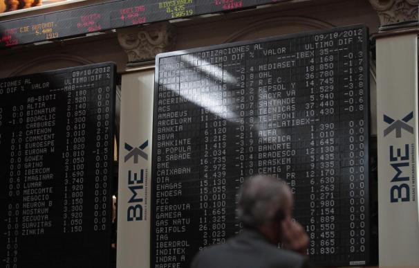 El Ibex abre con un alza del 1,04% y la prima de riesgo se sitúa por debajo de los 370 puntos