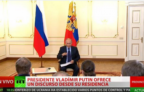 El presidente de Rusia, Vladimir Putin, durante la rueda de prensa televisada que ha ofrecido este martes.