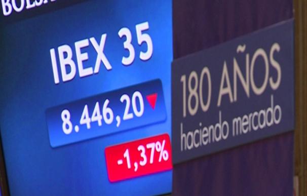 El Ibex cede un 1,28% y lidera las pérdidas en Europa, lejos de los 8.500 puntos