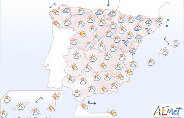 Mañana, posibles chubascos fuertes en Teruel, Castellón, Cataluña y Baleares