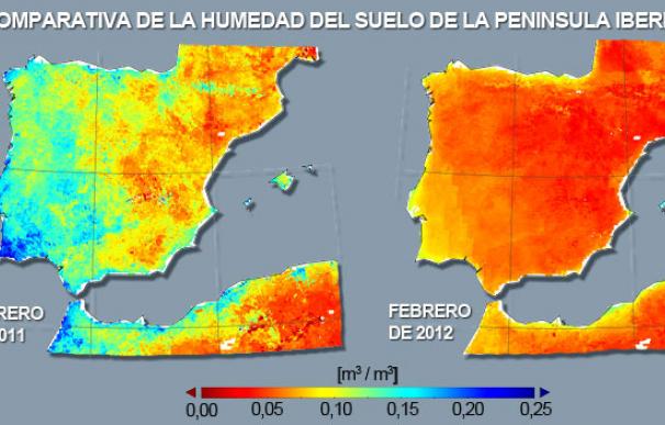 Comparativa de la humedad del suelo en febrero de 2011 y 2012