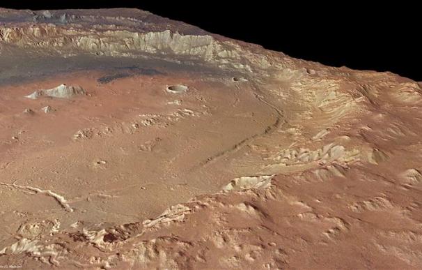 Imágenes de un cráter de Marte que fue un gran lago cuando había agua