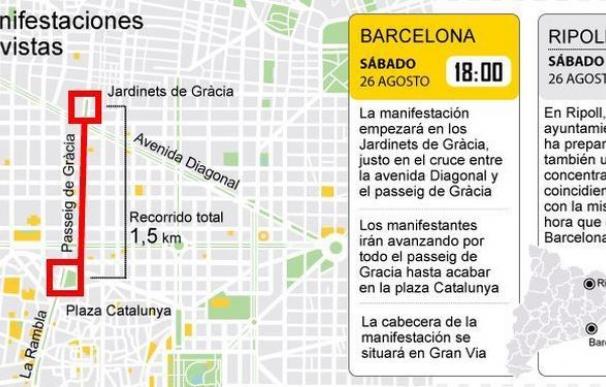 Barcelona alberga una histórica manifestación contra el terrorismo.
