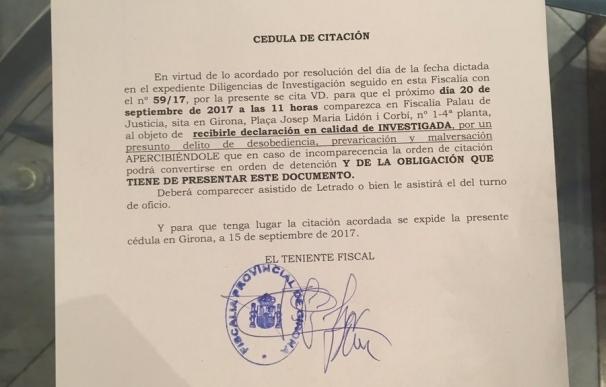 La Fiscalía cita a declarar a la alcaldesa de Girona como investigada