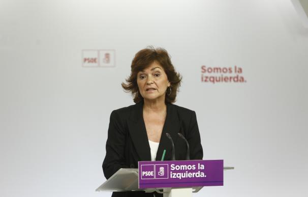 Carmen Calvo pide al PP que no diga cómo tiene que ser el apoyo del PSOE contra el desafío independentista