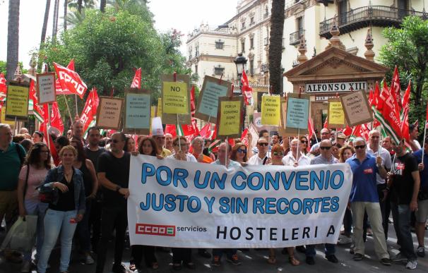 CCOO y UGT marcharán el lunes por el centro de Sevilla para reclamar la firma del convenio de hostelería