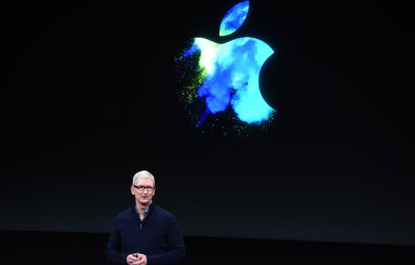 Apple CEO Tim Cook speaks during a product launch event at Apple headquarters in Cupertino, California on October 27
