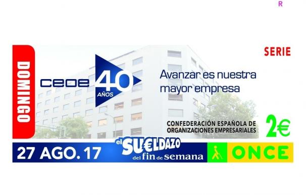 La ONCE dedicará el cupón del próximo domingo a la CEOE por su 40 aniversario