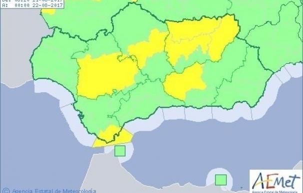 Avisos este lunes de nivel amarillo en cuatro provincias por máximas de hasta 39º y por vientos fuertes en Cádiz
