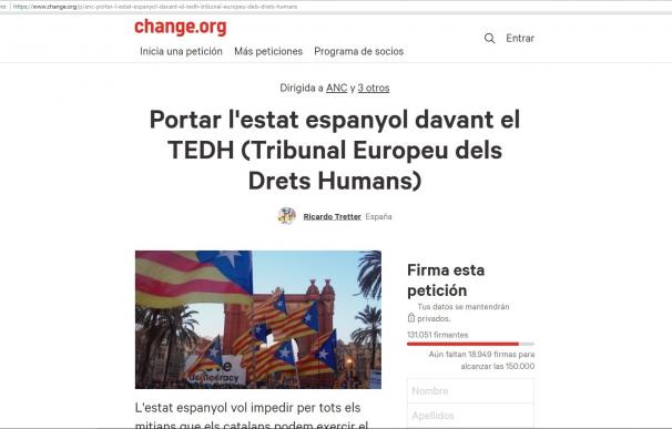 Una petición en Change.org reúne 131.000 firmas para llevar el Estado al TEDH
