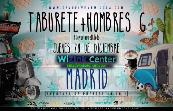 Hombres G y Taburete cerrarán su gira conjunta el 28 de diciembre en el WiZink Center de Madrid