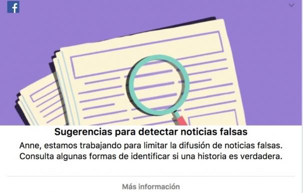 Facebook pone en marcha una campaña entre los usuarios españoles para luchar contra las noticias falsas